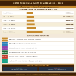 Reducir cuota autonomo 2026 — tramos cotizacion y bonificaciones