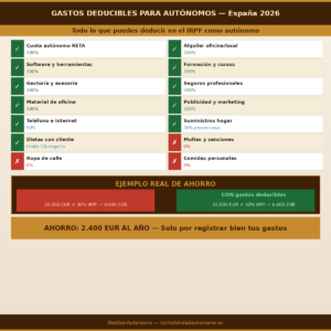 Gastos deducibles autónomos España 2026 — lista completa