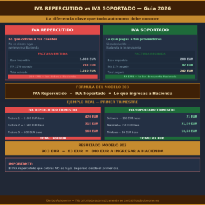 IVA repercutido y soportado autónomo — diferencia y cálculo Modelo 303
